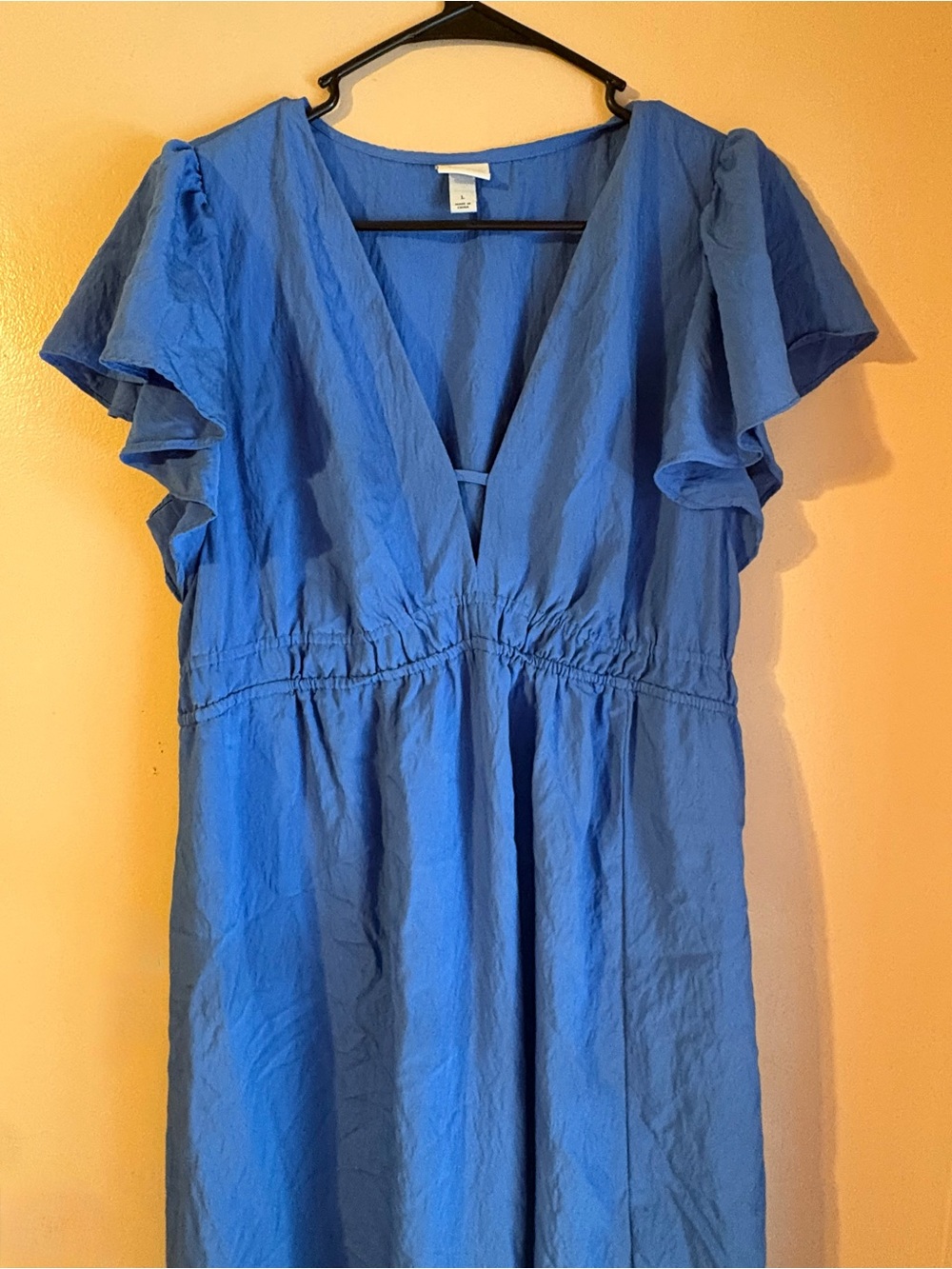 a new day Royal Blue V-Neck Flutter Sleeve Dress